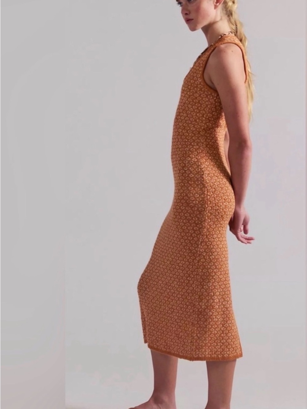 NWT Free People free-est desert apricot  Combo Scoop Neck Sweater Dress size sm